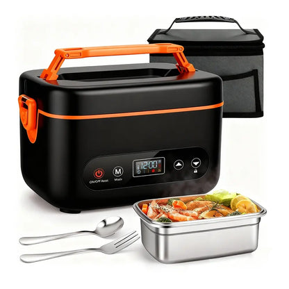 Portable Electric Lunch Box, USB-Rechargeable Heated Lunch Box, Food Heater for Home, Office, School and Picnic, Hard Shell Lunchbox #TOP PICKS - Color: BX60 Black Orange, Specification: BX60