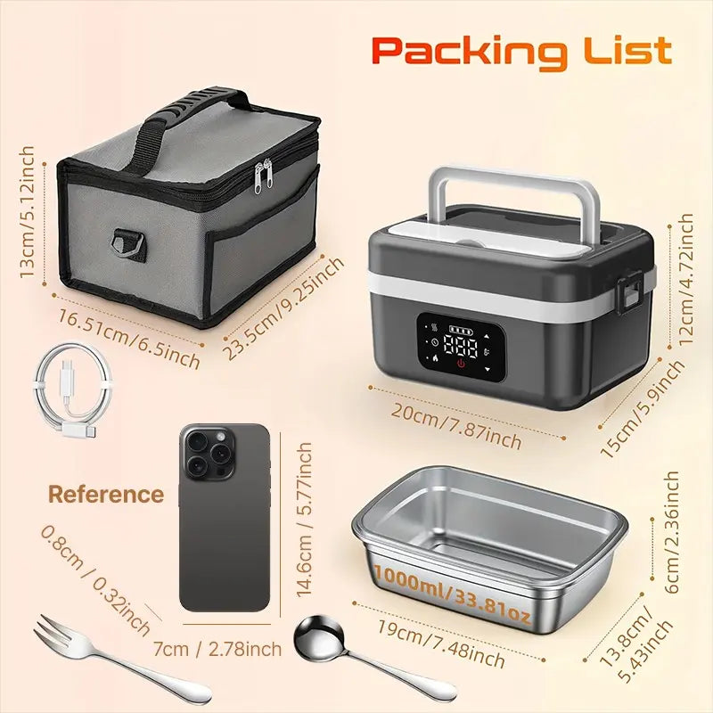 Portable Electric Lunch Box, USB-Rechargeable Heated Lunch Box, Food Heater for Home, Office, School and Picnic, Hard Shell Lunchbox #TOP PICKS